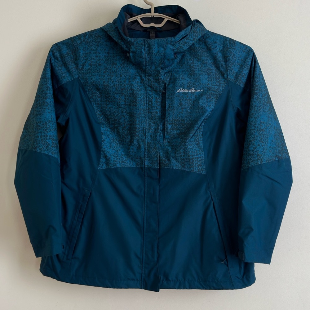 Eddie Bauer Women’s Windbreaker Jacket 2XL Blue Lightweight Hooded Outdoor Plus